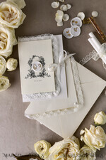 WEDDING INVITATIONS vintage lace/ rustic lace Personalized Golden Wedding invitations Vintage Lace Invites Ivory39