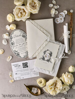 WEDDING INVITATIONS vintage lace/ rustic lace Personalized Golden Wedding invitations Vintage Lace Invites Ivory39