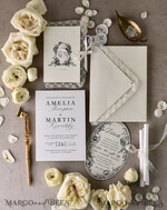 WEDDING INVITATIONS vintage lace/ rustic lace Personalized Golden Wedding invitations Vintage Lace Invites Ivory39