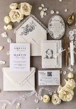 WEDDING INVITATIONS vintage lace/ rustic lace Personalized Golden Wedding invitations Vintage Lace Invites Ivory39