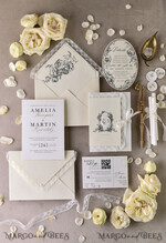 WEDDING INVITATIONS vintage lace/ rustic lace Personalized Golden Wedding invitations Vintage Lace Invites Ivory39