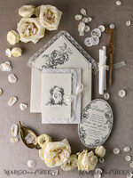 WEDDING INVITATIONS vintage lace/ rustic lace Personalized Golden Wedding invitations Vintage Lace Invites Ivory39