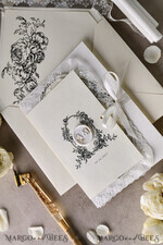 WEDDING INVITATIONS vintage lace/ rustic lace Personalized Golden Wedding invitations Vintage Lace Invites Ivory39