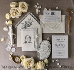 WEDDING INVITATIONS vintage lace/ rustic lace Personalized Golden Wedding invitations Vintage Lace Invites Ivory39