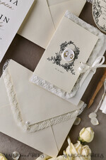 WEDDING INVITATIONS vintage lace/ rustic lace Personalized Golden Wedding invitations Vintage Lace Invites Ivory39
