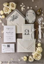 WEDDING INVITATIONS vintage lace/ rustic lace Personalized Golden Wedding invitations Vintage Lace Invites Ivory39