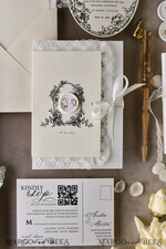 WEDDING INVITATIONS vintage lace/ rustic lace Personalized Golden Wedding invitations Vintage Lace Invites Ivory39