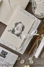 WEDDING INVITATIONS vintage lace/ rustic lace Personalized Golden Wedding invitations Vintage Lace Invites Ivory39