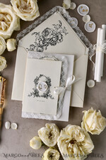 WEDDING INVITATIONS vintage lace/ rustic lace Personalized Golden Wedding invitations Vintage Lace Invites Ivory39