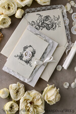 WEDDING INVITATIONS vintage lace/ rustic lace Personalized Golden Wedding invitations Vintage Lace Invites Ivory39