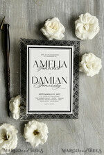 WEDDING INVITATIONS vintage lace/ rustic lace Personalized Golden Wedding invitations Vintage Lace Invites Ivory19