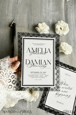 WEDDING INVITATIONS vintage lace/ rustic lace Personalized Golden Wedding invitations Vintage Lace Invites Ivory19