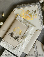 WEDDING INVITATIONS vintage lace/ rustic lace Gold Foil  Wedding invitations Vintage Lace wedding Cards & rsvp qr code21