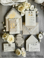 WEDDING INVITATIONS vintage lace/ rustic lace Gold Foil  Wedding invitations Vintage Lace wedding Cards & rsvp qr code21