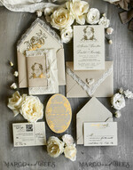 WEDDING INVITATIONS vintage lace/ rustic lace Gold Foil  Wedding invitations Vintage Lace wedding Cards & rsvp qr code21