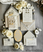 WEDDING INVITATIONS vintage lace/ rustic lace Gold Foil  Wedding invitations Vintage Lace wedding Cards & rsvp qr code21