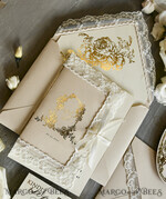 WEDDING INVITATIONS vintage lace/ rustic lace Gold Foil  Wedding invitations Vintage Lace wedding Cards & rsvp qr code21