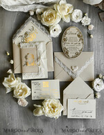 WEDDING INVITATIONS vintage lace/ rustic lace Gold Foil  Wedding invitations Vintage Lace wedding Cards & rsvp qr code21