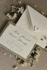 WEDDING INVITATIONS vintage lace/ rustic lace Personalized Golden Wedding invitations Vintage Lace Invites Ivory18