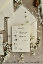 WEDDING INVITATIONS vintage lace/ rustic lace Personalized Golden Wedding invitations Vintage Lace Invites Ivory18