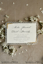 WEDDING INVITATIONS vintage lace/ rustic lace Personalized Golden Wedding invitations Vintage Lace Invites Ivory18