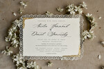 WEDDING INVITATIONS vintage lace/ rustic lace Personalized Golden Wedding invitations Vintage Lace Invites Ivory18