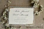 WEDDING INVITATIONS vintage lace/ rustic lace Personalized Golden Wedding invitations Vintage Lace Invites Ivory18
