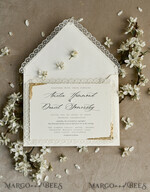 WEDDING INVITATIONS vintage lace/ rustic lace Personalized Golden Wedding invitations Vintage Lace Invites Ivory18