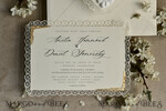 WEDDING INVITATIONS vintage lace/ rustic lace Personalized Golden Wedding invitations Vintage Lace Invites Ivory18