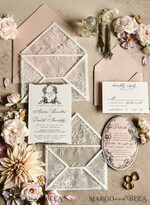 HOCHZEITS EINLADUNGEN vintage Spitze / rustikale Spitze Luxuriöse französische Spitzenhochzeitskarten Elegante Elfenbein barocke Hochzeitsinvitation Suite17