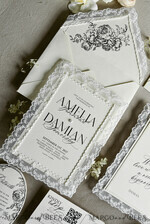 WEDDING INVITATIONS vintage lace/ rustic lace Personalized Golden Wedding invitations Vintage Lace Invites off white14