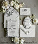 WEDDING INVITATIONS vintage lace/ rustic lace Personalized Golden Wedding invitations Vintage Lace Invites off white14