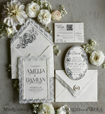 WEDDING INVITATIONS vintage lace/ rustic lace Personalized Golden Wedding invitations Vintage Lace Invites off white14