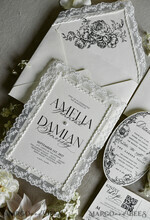 WEDDING INVITATIONS vintage lace/ rustic lace Personalized Golden Wedding invitations Vintage Lace Invites off white14