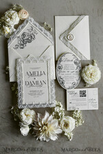 WEDDING INVITATIONS vintage lace/ rustic lace Personalized Golden Wedding invitations Vintage Lace Invites off white14
