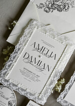 WEDDING INVITATIONS vintage lace/ rustic lace Personalized Golden Wedding invitations Vintage Lace Invites off white14