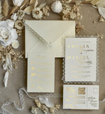 WEDDING INVITATIONS vintage lace/ rustic lace Personalized Golden Wedding invitations Vintage Lace Invites Ivory16