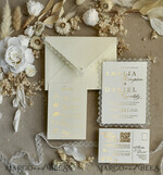 WEDDING INVITATIONS vintage lace/ rustic lace Personalized Golden Wedding invitations Vintage Lace Invites Ivory16