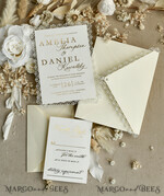 WEDDING INVITATIONS vintage lace/ rustic lace Personalized Golden Wedding invitations Vintage Lace Invites Ivory16