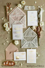 WEDDING INVITATIONS vintage lace/ rustic lace Luxury French Lace Wedding Invitations with Double Envelope Black & Gold Wedding Invitation Suite5