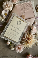 WEDDING INVITATIONS vintage lace/ rustic lace Lace Wedding invitation Embossed 30