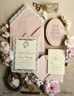 WEDDING INVITATIONS vintage lace/ rustic lace Lace Wedding invitation Embossed 30