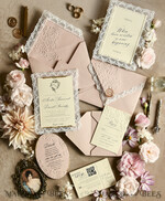 WEDDING INVITATIONS vintage lace/ rustic lace Lace Wedding invitation Embossed 30