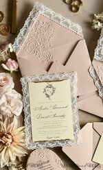 WEDDING INVITATIONS vintage lace/ rustic lace Lace Wedding invitation Embossed 30