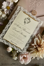 WEDDING INVITATIONS vintage lace/ rustic lace Lace Wedding invitation Embossed 30