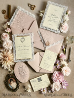 WEDDING INVITATIONS vintage lace/ rustic lace Lace Wedding invitation Embossed 30