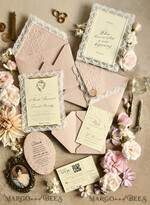WEDDING INVITATIONS vintage lace/ rustic lace Lace Wedding invitation Embossed 30