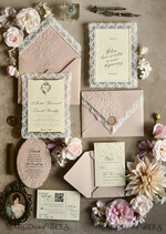 WEDDING INVITATIONS vintage lace/ rustic lace Lace Wedding invitation Embossed 30