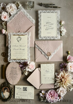 WEDDING INVITATIONS vintage lace/ rustic lace Lace Wedding invitation Embossed 30
