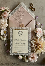WEDDING INVITATIONS vintage lace/ rustic lace Lace Wedding invitation Embossed 30